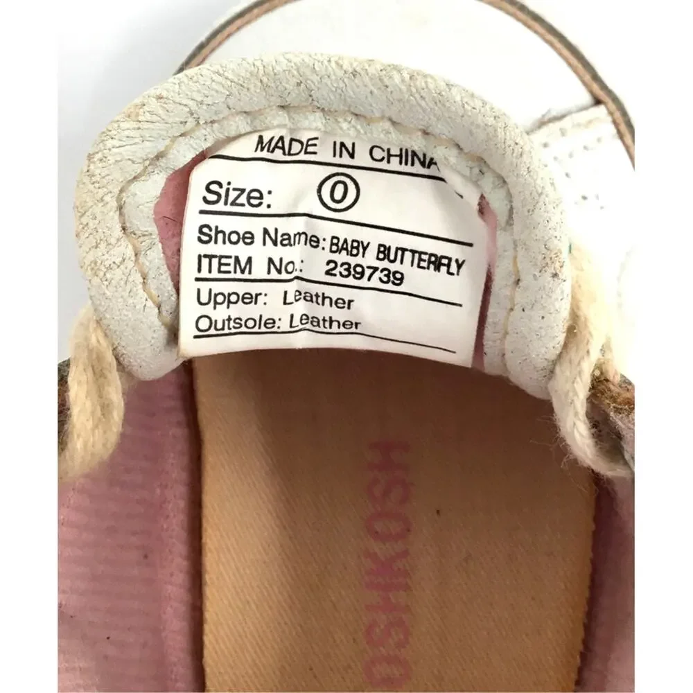 Vintage 90s OshKosh Baby Butterfly Leather Crib Shoes Size 0 Newborn
